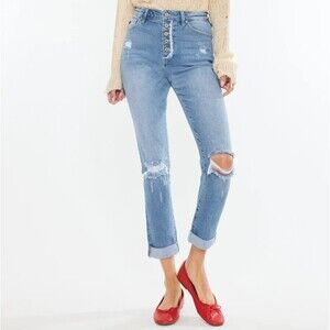 Kancan Tove Ultra High Rise Mom Jeans Edgy Boho Indie Lived In Streetwear 7/27